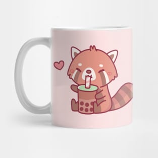 Cute Red Panda Loves Drinking Bubble Tea Mug